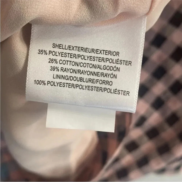 DRESS THE POPULATION Crop Top Size L Short Sleeve Black Pink Plaid Gingham EUC - Picture 4 of 6